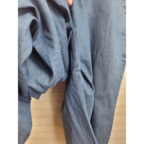 American Apparel Blue Denim Wide Leg Overalls,  sz XL - Picture 7 of 16